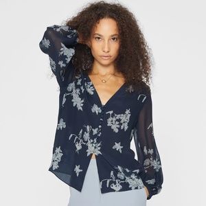 Silk Button Detail Blouse - New With Tags - NEVER WORN - :Blue Ground